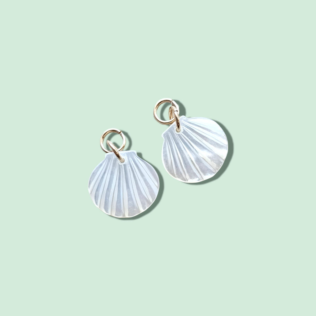Add-Ons for Bri Hoop/ Tiny Mother of Pearl Seashell Drops (listing is for ONE pair)