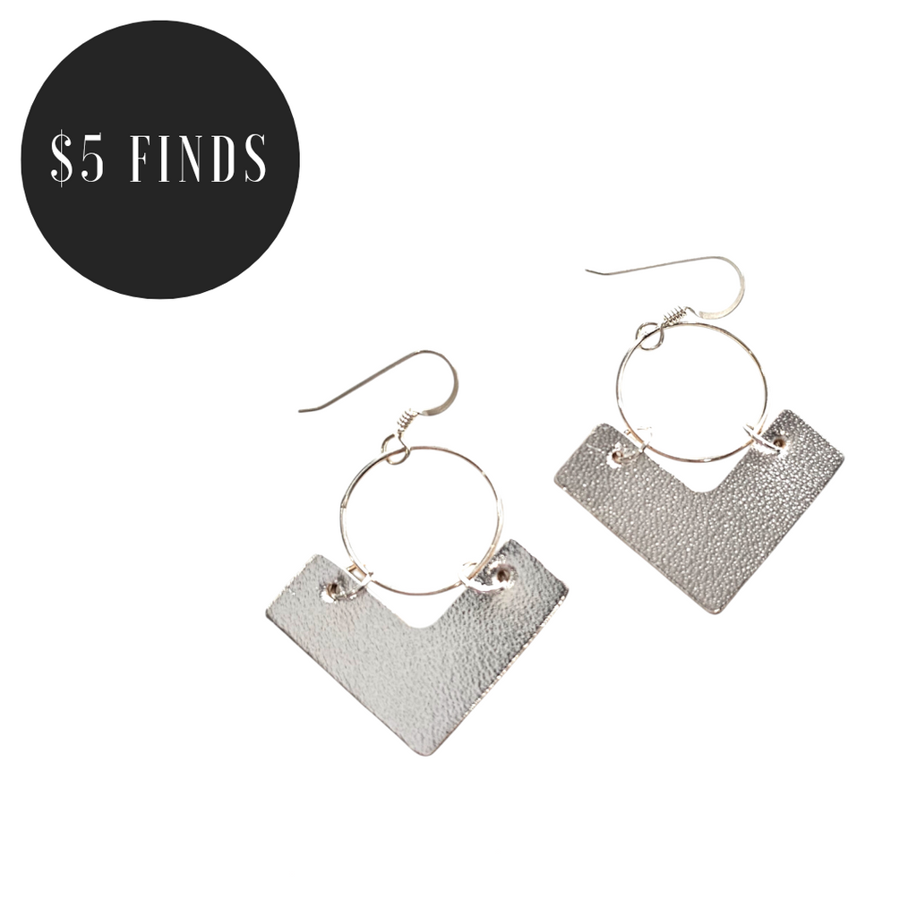 Metallic Silver Vivi Leather Earrings