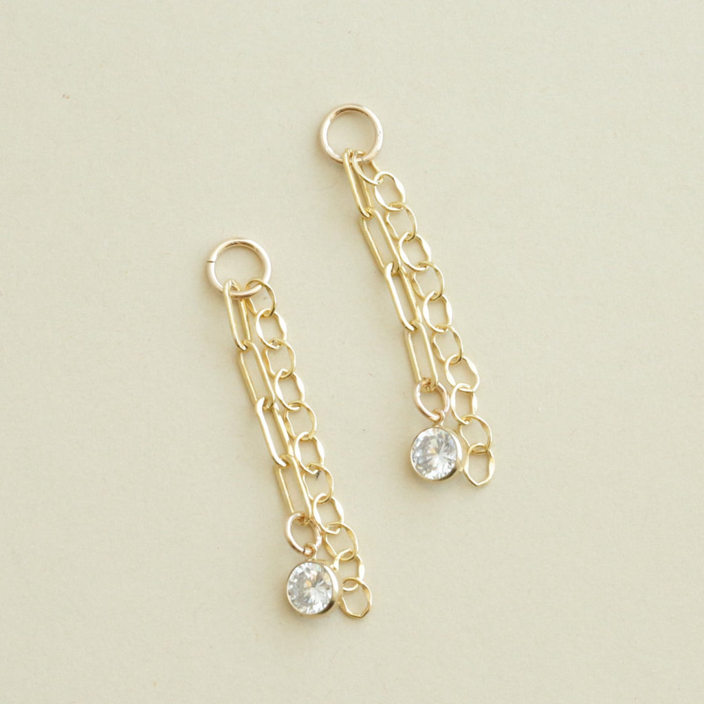 Add-Ons for Bri Hoops or Huggies/ 14Kt Gold Filled Chains + Large CZ Charms *NOT PLATED*