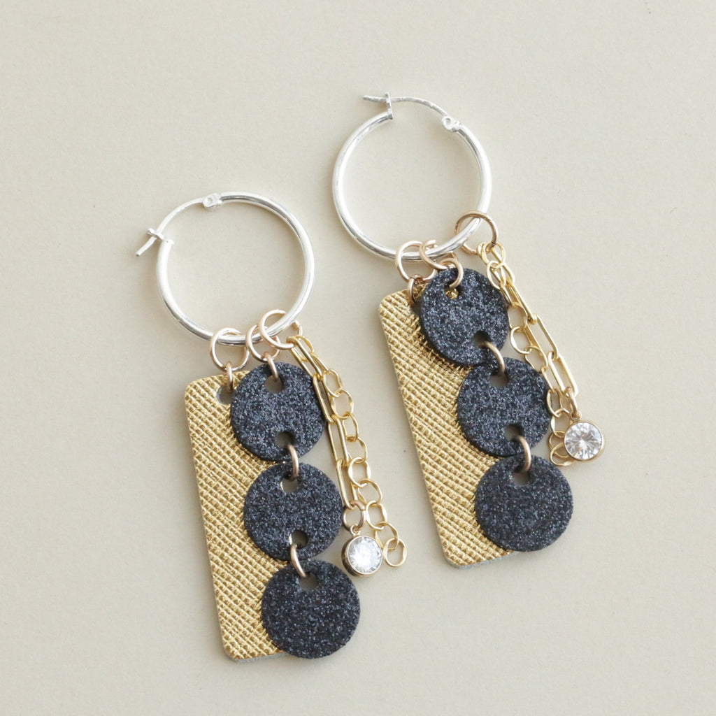 *Hoops Not Included* Black Leather Bar Add-Ons for Bri Hoops