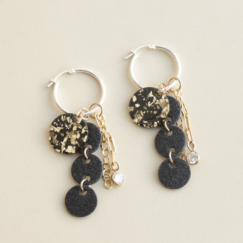 Add-On Black + Gold Resin Drops for Bri Hoops (listing is for 1* pair of resin circles, hoops not included)