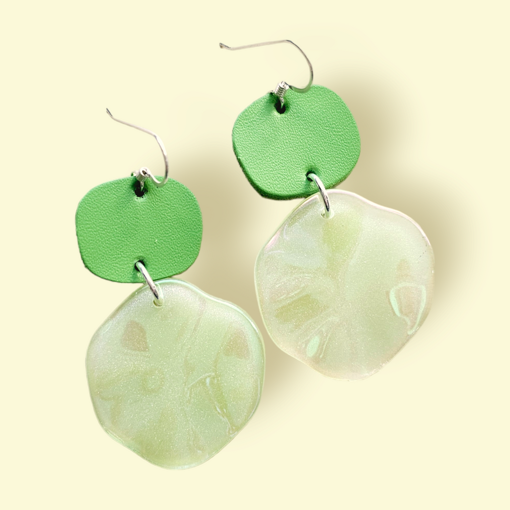 Glade Green Leather Earrings, 3 Options, Hypoallergenic