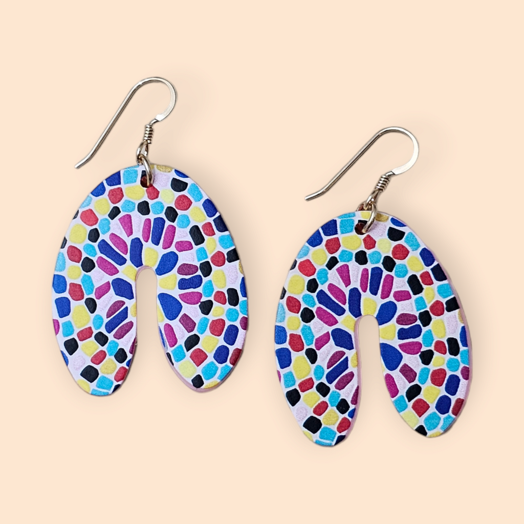 Acrylic Abstract Multi-Colored Arch Earrings