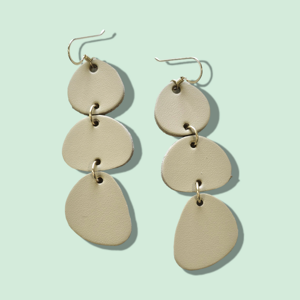 *NEW + 50% OFF* The Maisie/ Sandstone Organic Geometric Leather Statement Earrings