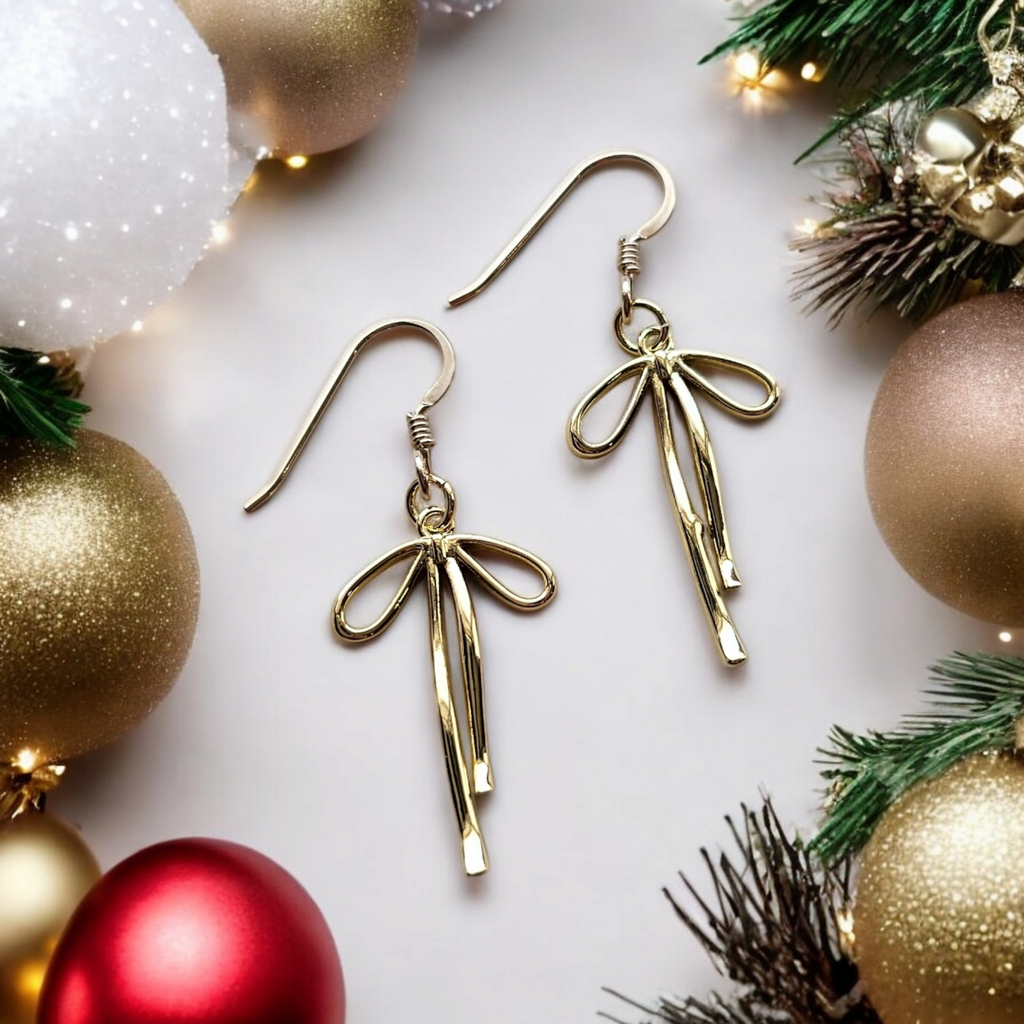 Gold Plated Tiny Metal Bow Earrings