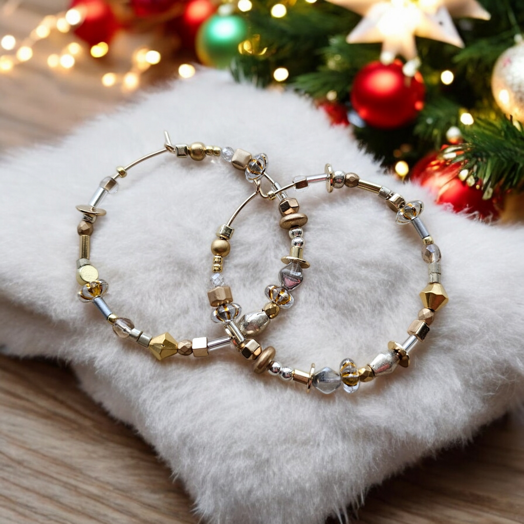 Fancy Beaded Hoops