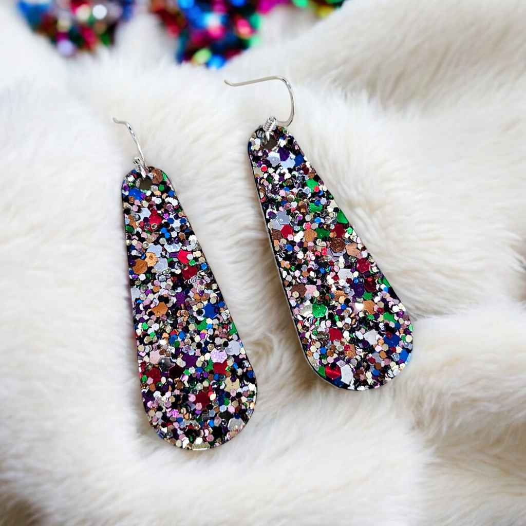 The Junie/ Chunky Confetti Glitter Leather Earrings