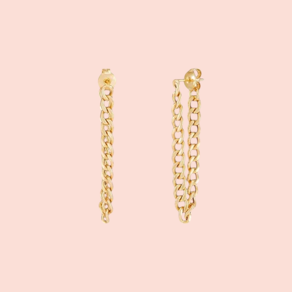 Made in Italy | Gold-Plated Sterling Silver Curb Chain Post Earrings