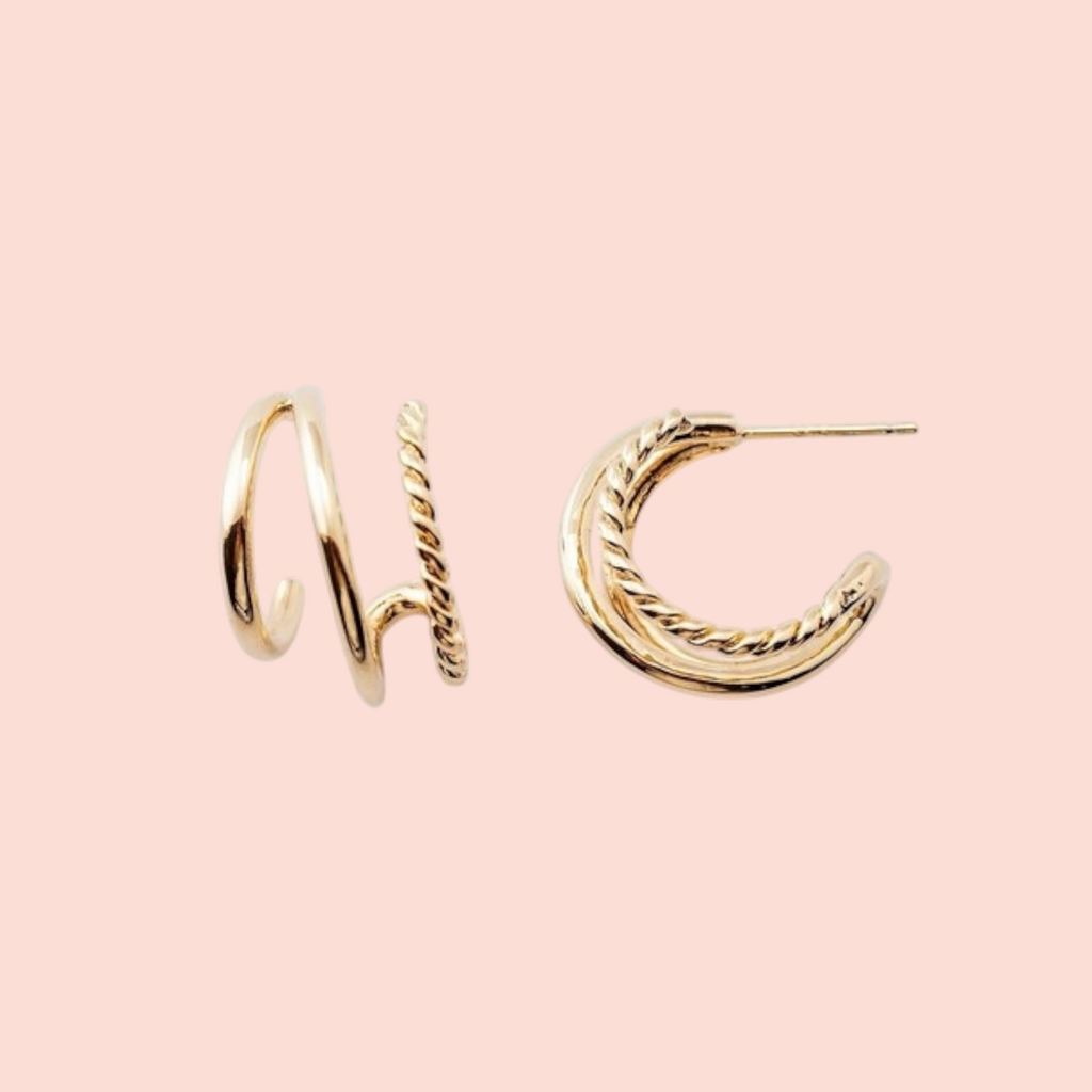 Gold Hoop Post Earrings