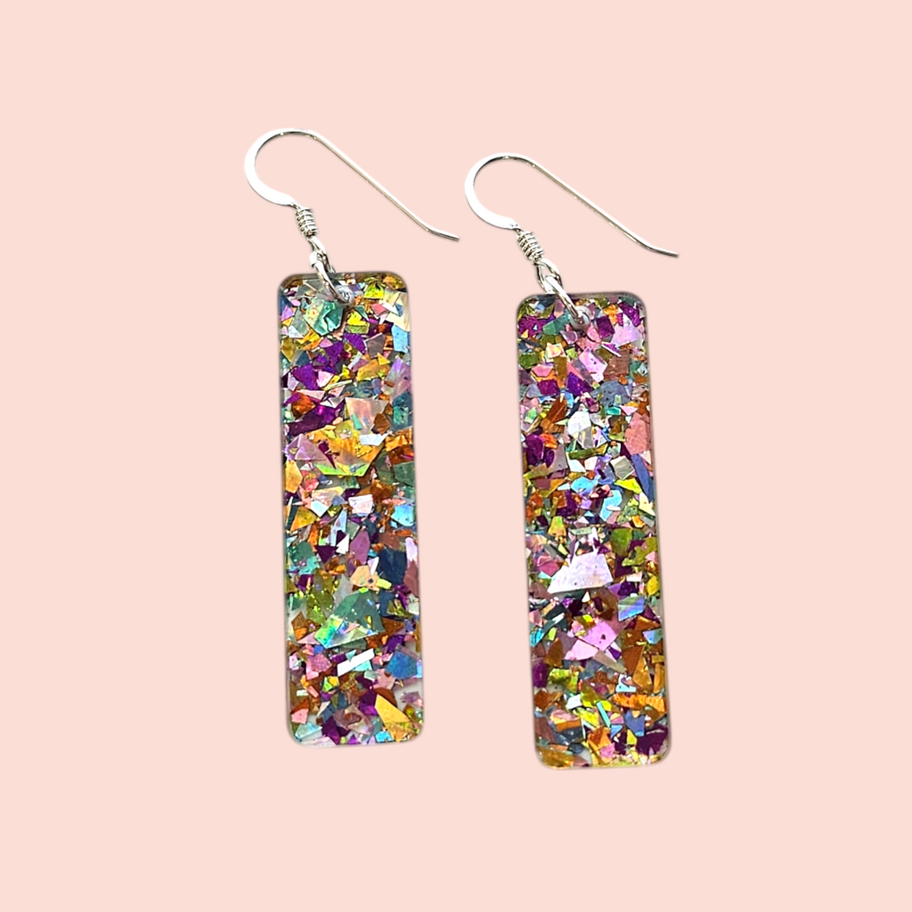 Confetti Acrylic Bar Earrings