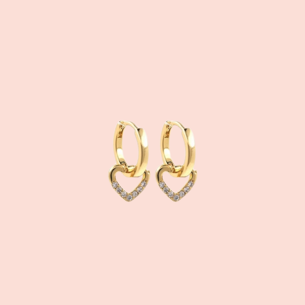 Tiny Heart CZ huggie hoops