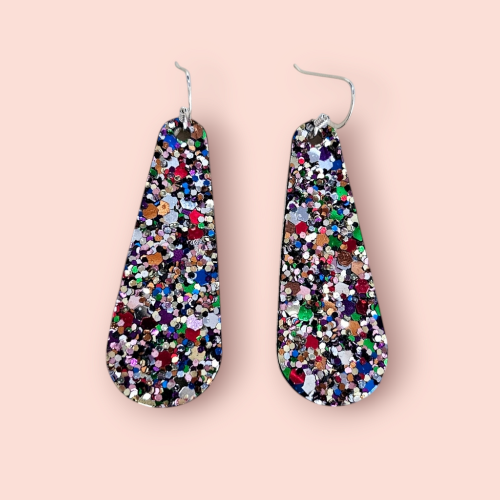 The Junie/ Chunky Confetti Glitter Leather Earrings